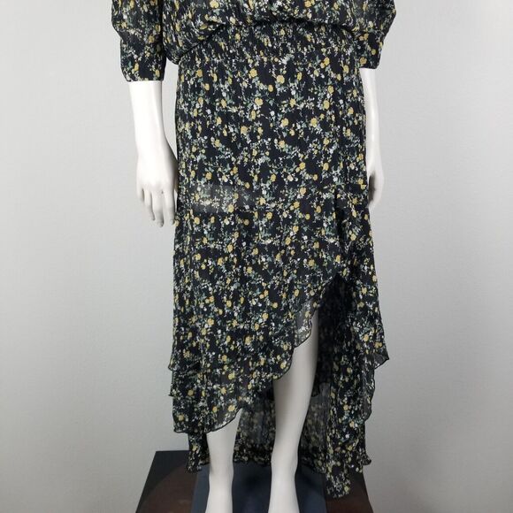 Anthropologie Muche & Muchette Black Floral High Low Blouson Maxi Dress OSFM - Picture 4 of 14